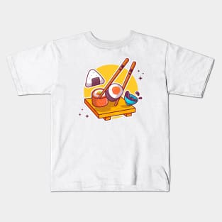 Sushi And Onigiri With Chopstick Kids T-Shirt